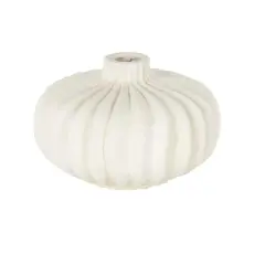 14" White Magnesium Oxide Short Wide Decorative Vase