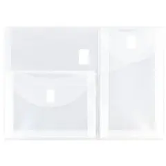 JAM Paper 9.75" x 13" Clear 3-Pocket Plastic Hook & Loop Closure Envelopes, 12ct.