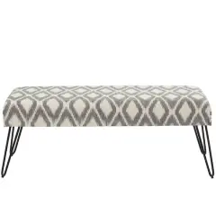 47" Gray Metal Diamond Bench with Metal Hairpin Legs
