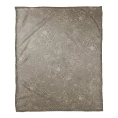 Line Floral Coral Fleece Blanket Brown