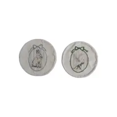 Hello Honey&reg; 16" Embroidered Rabbit & Dove Round Cotton Velvet Pillow Set