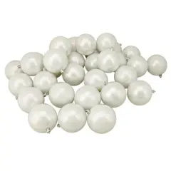 32ct. 3.25" Shiny Iridescent White Shatterproof Plastic Ball Ornaments