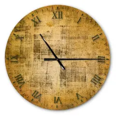 Designart 'Antique Face On Parchment Rustic Wall Clock