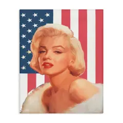 Stupell Industries Vintage Americana Icon Marilyn over US Flag Canvas Wall Art