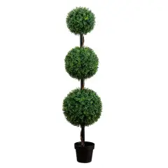 5ft. Potted Artificial Triple Ball Boxwood Topiary Tree