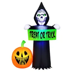 5.5ft. Inflatable Halloween Light Up Trick-or-Treating Reaper & Pumpkin Scene