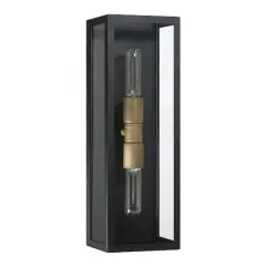 Hello Honey&reg; Lloyd Matte Black Modern Minimalist Metal & Glass Wall Mounted Outdoor Light