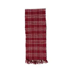 Hello Honey&reg; 72" Red & White Plaid Hand-Woven Cotton Chindi Table Runner with Fringe