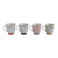 Hello Honey&reg; Floral Stoneware Mugs with Tea Bag Holders Set