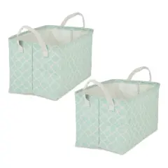 DII&reg; Large Lattice PE-Coated Cotton Polyester Laundry Bin, 2ct. Aqua