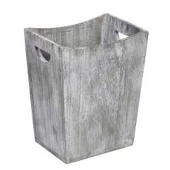 Rustic Farmhouse Style Wood Wastebasket Bin Gray Green