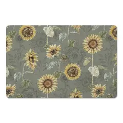 Sunflower Pattern Floor Mat Green