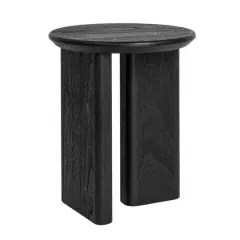 Hello Honey&reg; Black Asymmetrical Fir Wood Round End Table