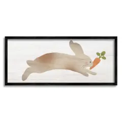 Stupell Industries Rabbit & Carrot Grain Pattern Framed Giclee Art Black