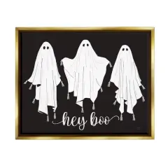 Stupell Industries Hey Boo Three Ghosts Framed Floater Canvas Wall Art