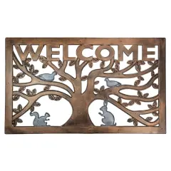 Copper Animals in Tree Welcome Doormat