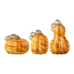 Glitzhome&reg; Multi Stripes Glass Pumpkin & Gourd Set