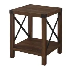 Walker Edison 22" Rustic Wood Side Table Dark Walnut
