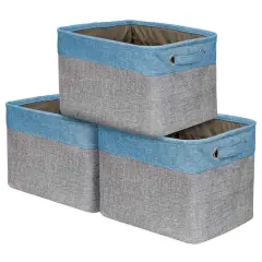 Sorbus 15" Twill Collapsible Storage Basket Set Aqua