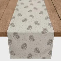 72" Floral Dots Cotton Twill Runner Gray