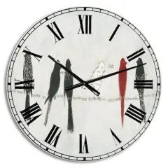 Designart 'Red Catching Up Bird Family Traditional Wall Clock