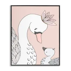Stupell Industries Mother & Baby Swan Flower Crowns Princess Animals Framed Giclee Art Black