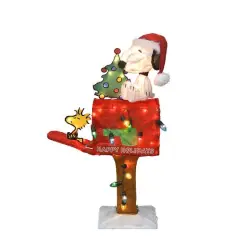 Peanuts&reg; 2.5ft. 3D Pre-Lit Snoopy with Tree on Mailbox Yard Art