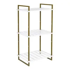 Honey Can Do Olive & White 3-Tier Tubular Metal Shelf