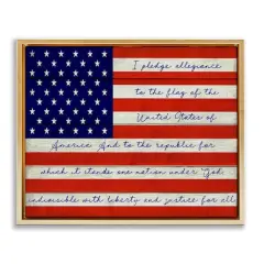 Stupell Industries Pledge of Allegiance Flag Floater Framed Art Gold