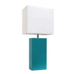 Lalia Home Lexington 21" Leather Home D&eacute;cor Table Lamp Teal