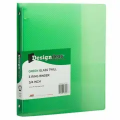 JAM Paper 3/4" Glass Twill Plastic 3-Ring Binders, 4ct. Green