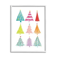 Stupell Industries Varied Fun Christmas Trees Framed Giclee Art White