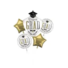 Satin Infused Caps Off Grad 5-Piece Foil Balloon Bouquet