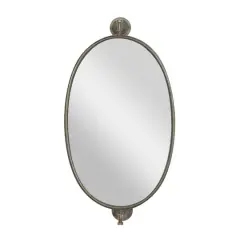 29" Oval Wood Wall Mirror Black
