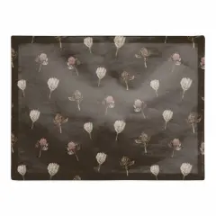 Cottage Florals Cotton Twill Placemat Charcoal