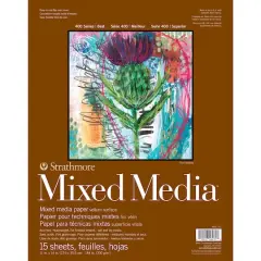 Strathmore Mixed Media Paper Pad, 400 Series, 15 Sheets, 11" x 14"