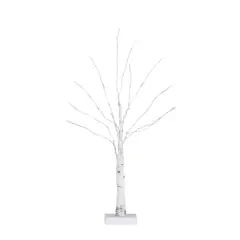 2ft. Pre-Lit White Birch Artificial Christmas Tree, Warm White LED Lights