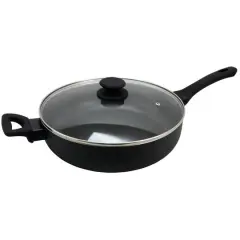 Oster Ashford 5qt. Black Aluminum Saut&eacute; Pan With Tempered Glass Lid