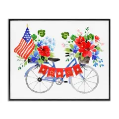 Stupell Industries Floral Americana Bicycle Framed Giclee Art Black