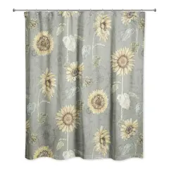 Sunflower Pattern Shower Curtain Green