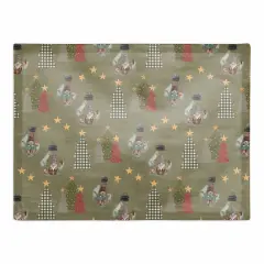 Green Tree & Globe Pattern Cotton Twill Placemat