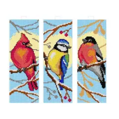 Orchidea Plastic Canvas Counted Cross Stitch Kit With Plastic Canvas Bookmarks Birds Set Of 3 Designs