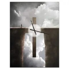 Designart Big Cross Between Two Cliffs Rectangular Wall Clock