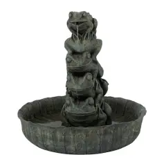Green Resin Rustic Fountain, 19" x 20" x 19"