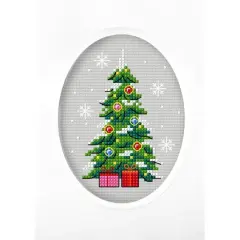 Orchidea Complete Counted Cross Stitch Kit - Greetings Card Christmas Tree