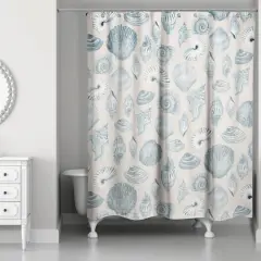 Multi Shell Shower Curtain Blue/Blush