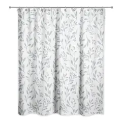 74" Delicate Floral Shower Curtain Blue and White