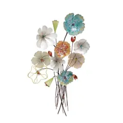 37" Multicolor Metal Eclectic Floral Wall D&eacute;cor