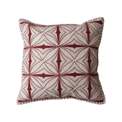 Hello Honey&reg; 18" Cream & Burgundy Embroidered Accent Pillow