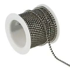 5yd. Glass Rhinestone Chain Spool by Bead Landing&trade; Black/Silver Finish